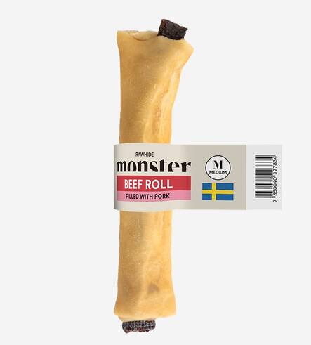 Naudannahkarulla possunsydäntäytteellä KPL monster - Koirien puruluut - 039460 - 1