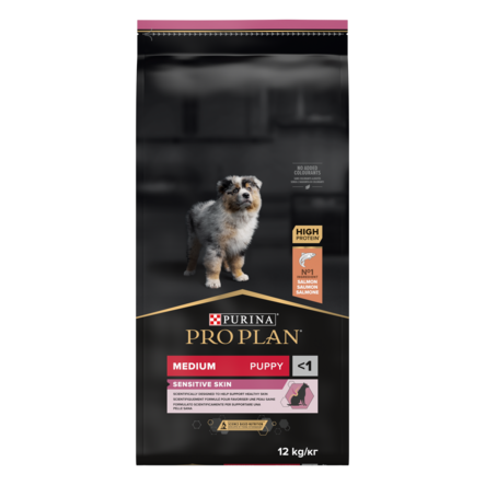Puppy Sensitive Skin Medium 12kg Pro Plan - Kuivaruoat pennuille ja kasvatukseen - 001460 - 1