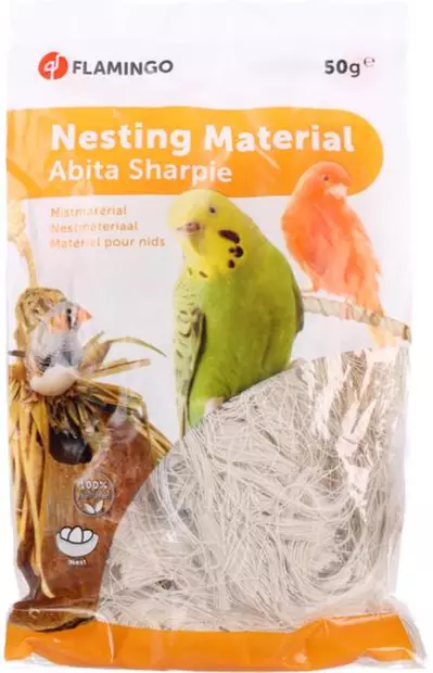 Lintujen pesämateriaali Abita puuvillakuitu 50g Flamingo - Lemmikkilintujen kylpyastiat ja pesät - 056480 - 1