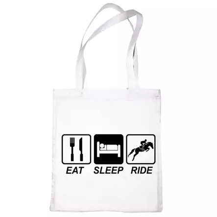 Kangaskassi Eat Sleep Ride valkoinen Print4U - Ratsastajan asusteet - 056660 - 1