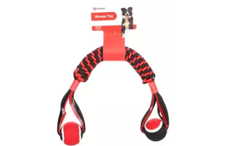 Köysilelu Movas palloilla 60x7,3cm puna-musta Flamingo - Koiran köysilelut - 055470 - 2