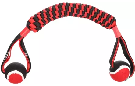 Köysilelu Movas palloilla 60x7,3cm puna-musta Flamingo - Koiran köysilelut - 055470 - 1