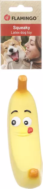 Lateksibanaani Fruco Banana 8,5x16,5cm keltainen Flamingo - Koiran vinyyli-, latex- ja valolelut - 055550 - 2