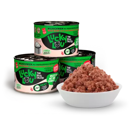 SuperMono Food Villisika 200g Lucky Lou - Aikuisten kissojen säilykkeet - 051110 - 1