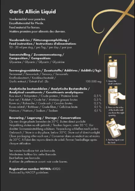 Valkosipuli allicin liuos 100% 1L EU Excellent - Hevosen yrtit ja luontaistuotteet - 024590 - 5