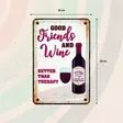 Metallikyltti "Good Friends and Wine Better than Therapy" 20x30cm Flamingo - Varoitus- ja huomiokyltit - 059320 - 2