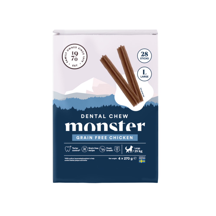 Dental kana Grain Free L 28kpl 1080g monster - Koirien funktionaaliset makupalat - 032210 - 1