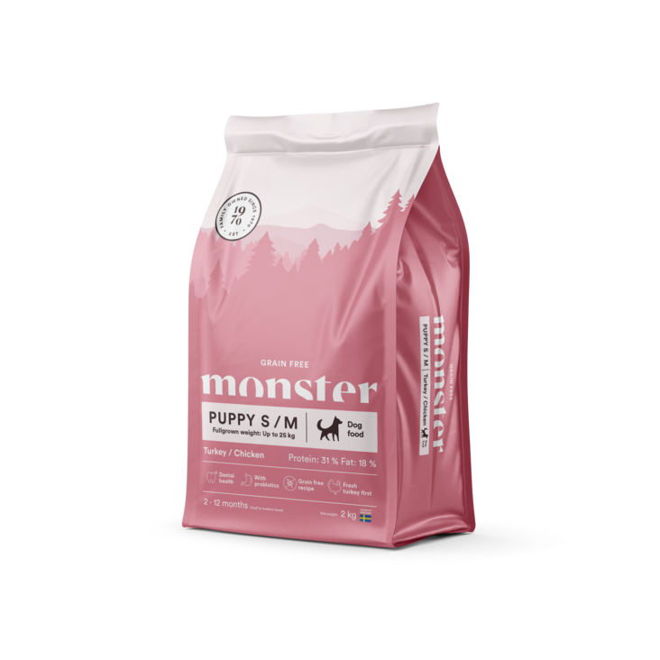 Grain Free monster Puppy S/M Turkey/Chicken - Kuivaruoat pennuille ja kasvatukseen - 026810 - 1