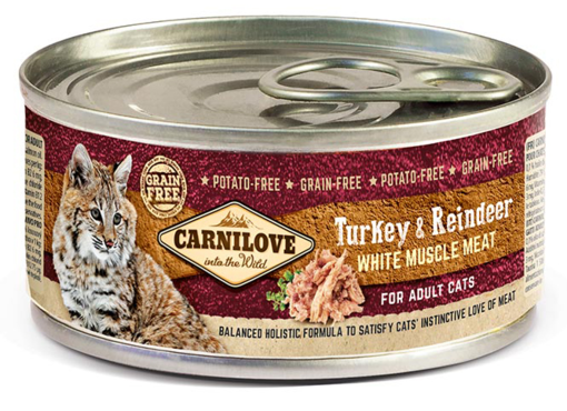 Kalkkuna Poro white muscle meat 100g Carnilove Cat - Aikuisten kissojen säilykkeet - 031640 - 1