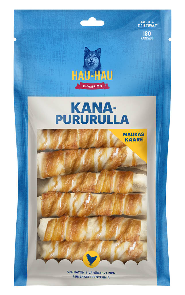 Kanapururulla 13x2,5cm 15kpl 550g Hau Hau Champion - Koirien puruluut - 029830 - 1