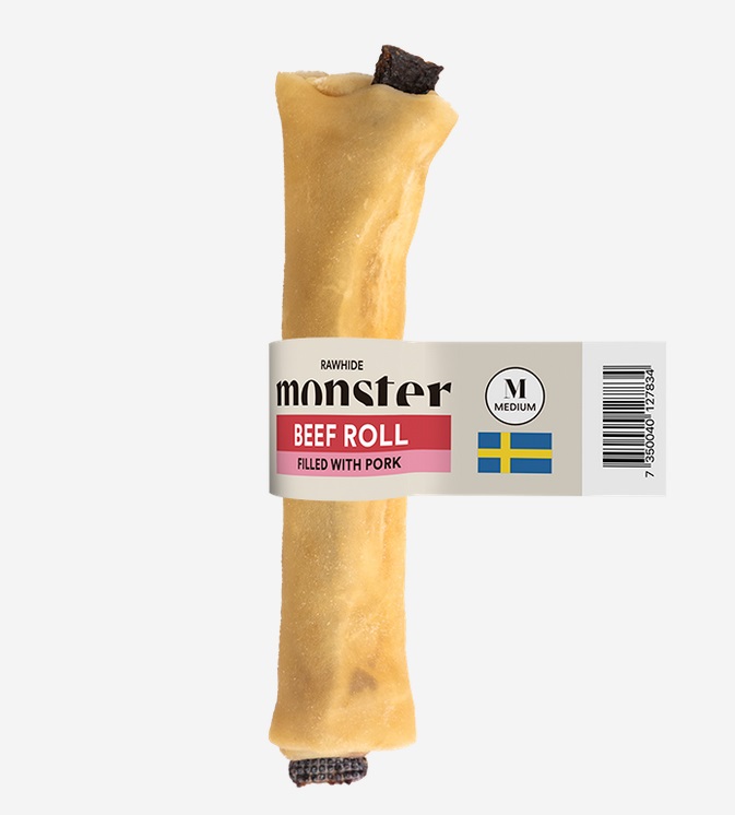 Naudannahkarulla possunsydäntäytteellä KPL monster - Koirien puruluut - 039460 - 1