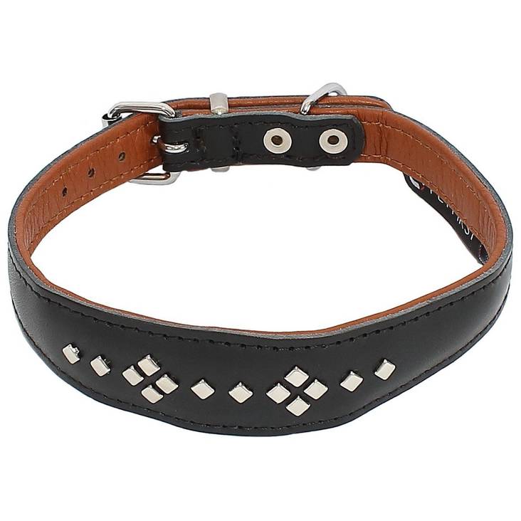 Niittipanta nahkaa 25mmx40cm muotoiltu musta/ruskea Nahkakunta - Koiran solkipannat - 019060 - 1