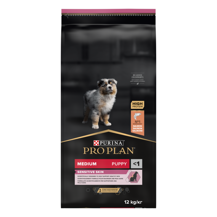 Puppy Sensitive Skin Medium 12kg Pro Plan - Kuivaruoat pennuille ja kasvatukseen - 001460 - 1
