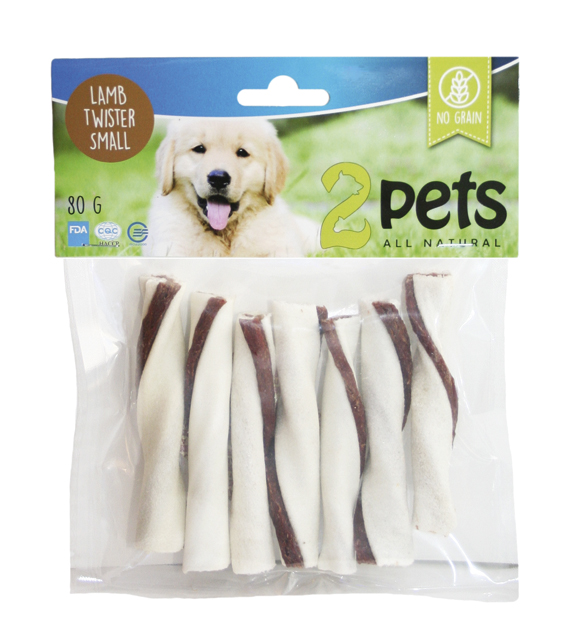 PuruTwister S 80g 7kpl lammasfile 2Pets - Koirien puruluut - 007830 - 1