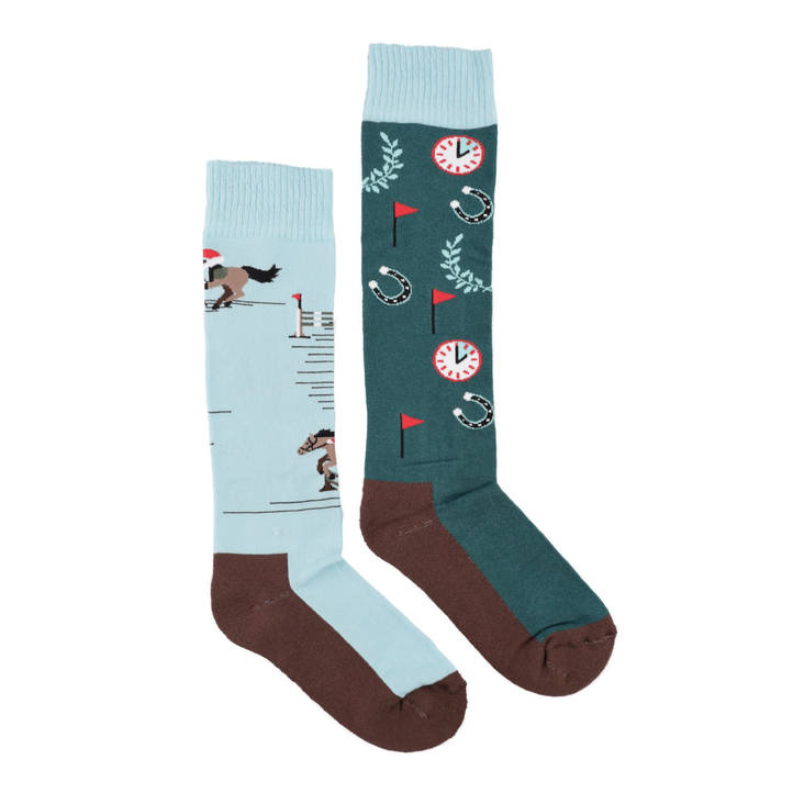 Ratsastussukat Happy Pair 'Jumping' vihreäkuvioiset USG - Ratsastajan asusteet - 035610 - 1