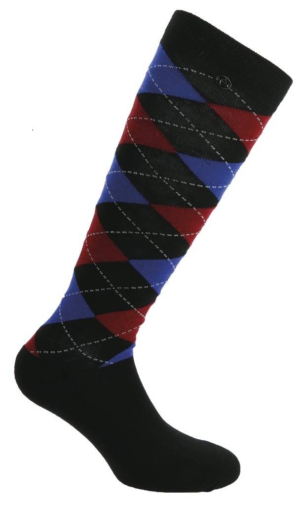 Ratsastussukka Argyle musta/royal blue - Ratsastajan asusteet - 029230 - 1