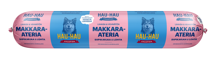 Siipikarja Lohi 500g makkara-ateria Hau Hau Champion - Koiran säilykkeet aikuisille koirille - 036220 - 1