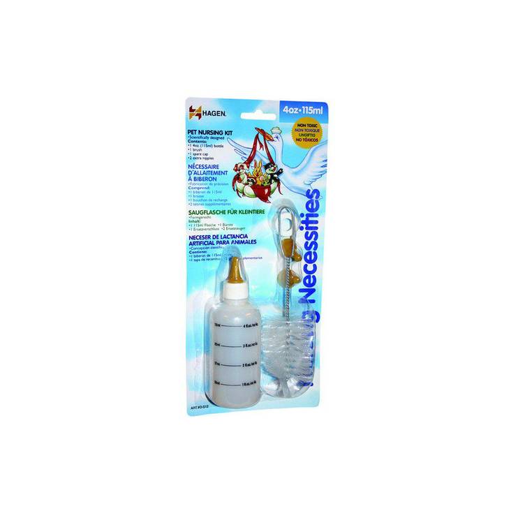 Tuttipullosetti 115ml, lisätutit x2kpl + pulloharja Hagen - Pieneläinten hoitotarvikkeet ja -aineet - 027990 - 1