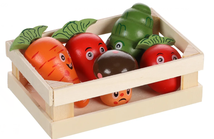 Vihanneskori Groecha mix puinen Flamingo - Pieneläinten lelut ja puuhasteltavat - 032550 - 1