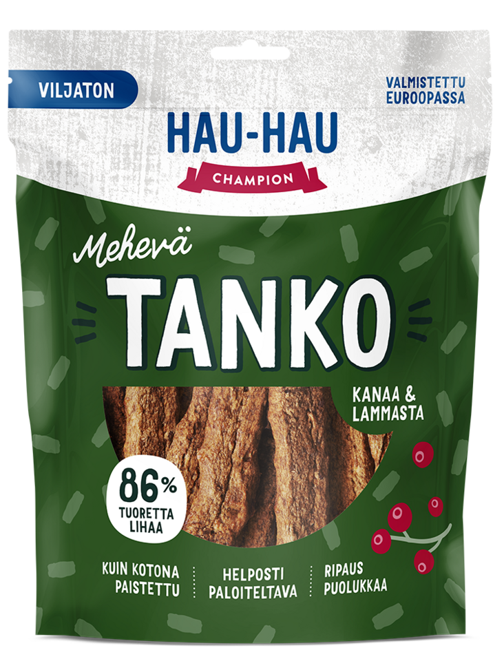 Viljaton herkkutanko Mehevä Kanaa & Lammasta Hau Hau Champion - Koiran herkut ja makupalat - 039800 - 1