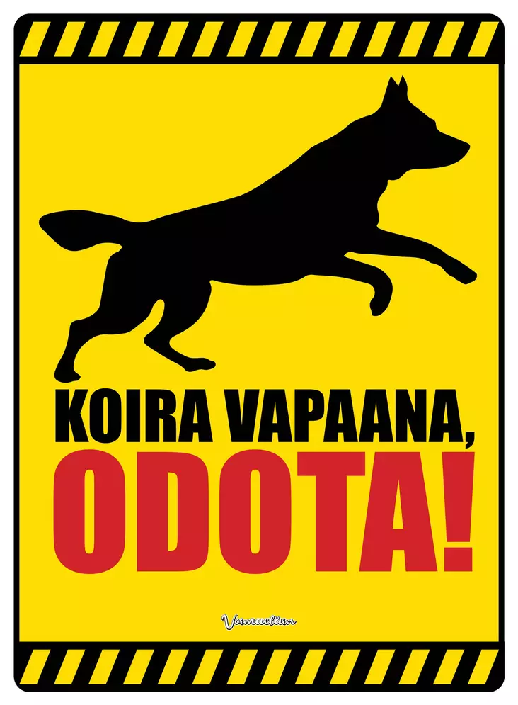 Kyltti Koira vapaana, odota! - Varoitus- ja huomiokyltit - 053380 - 1