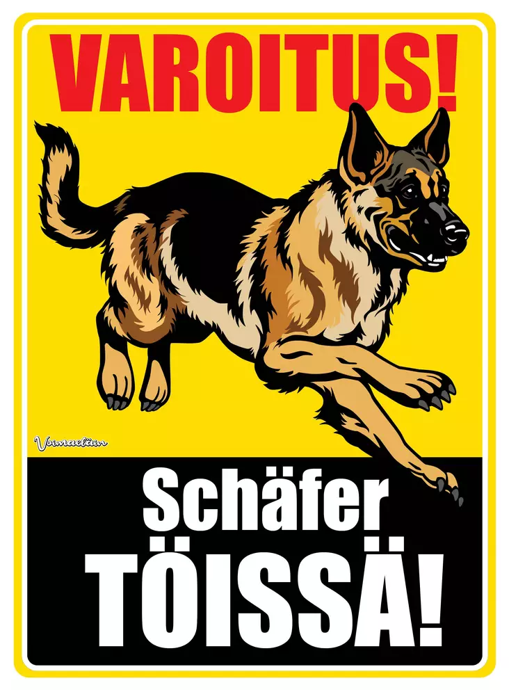 Kyltti Varoitus! Schäfer töissä! - Varoitus- ja huomiokyltit - 053440 - 1