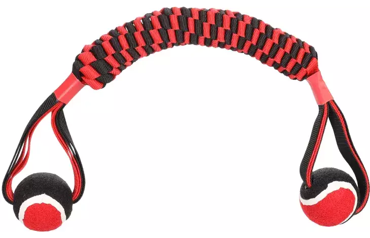 Köysilelu Movas palloilla 60x7,3cm puna-musta Flamingo - Koiran köysilelut - 055470 - 1