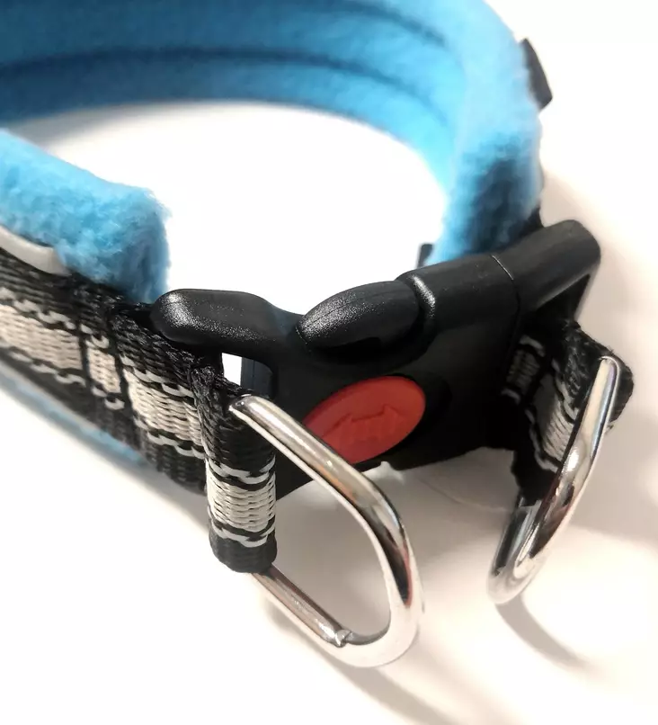 Fleecepanta Comfort lukittavalla pikalukolla sininen-harmaa ONEGA - Koiran pika- ja pistolukkopannat - 049990 - 1