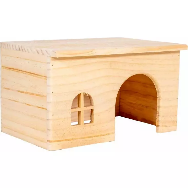 Jyrsijän tasakattoinen puumökki ikkunalla 28x16x18cm OZami - Pieneläinten häkkitarvikkeet - 053110 - 1