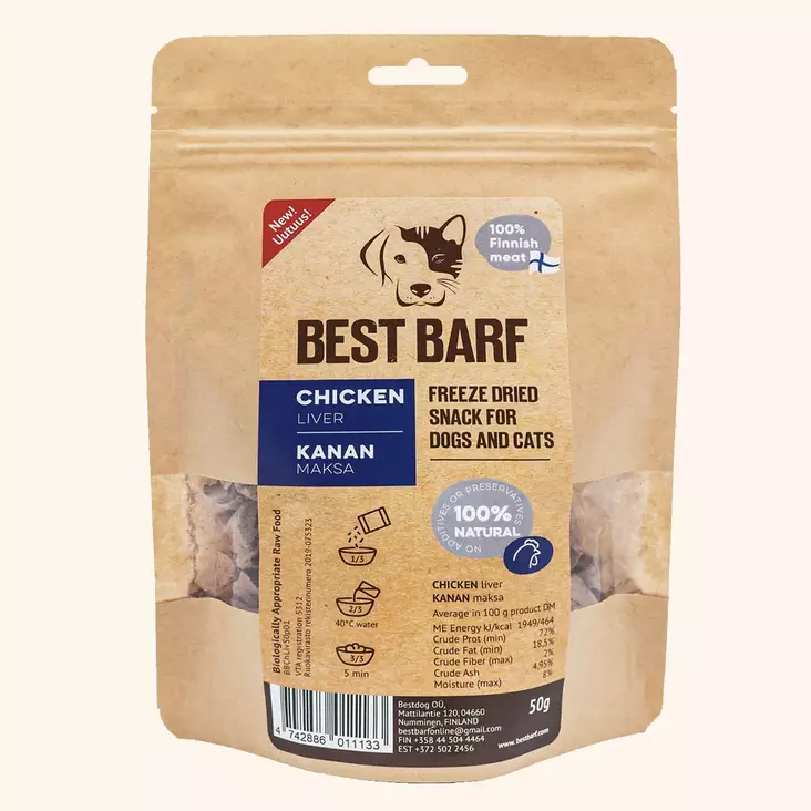 Kanan maksa 100g Best Barf - Koiran herkut ja makupalat - 045340 - 1