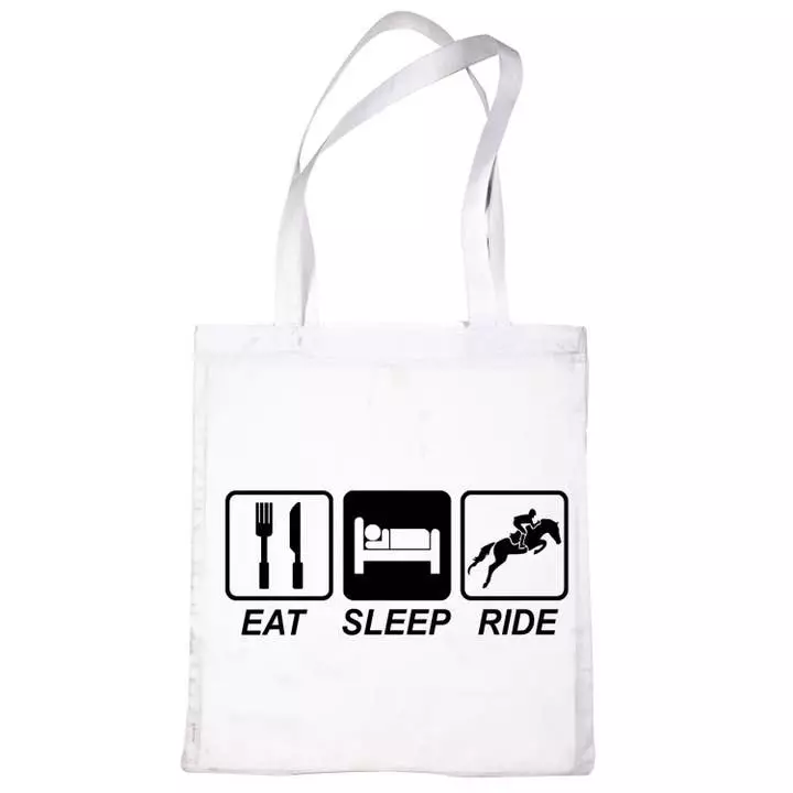 Kangaskassi Eat Sleep Ride valkoinen Print4U - Ratsastajan asusteet - 056660 - 1