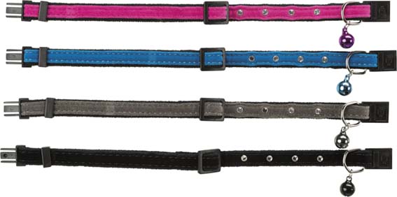 Kissanpanta säädettävä pienillä strasseilla ja kulkusella värimix Trixie - Aikuisen kissan pannat - 047490 - 1