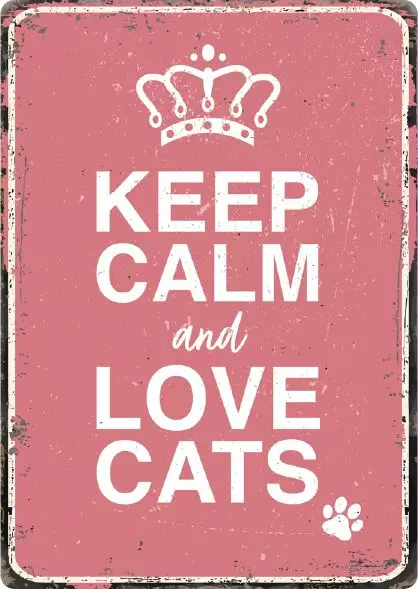 Metallikyltti "Keep Calm and Love Cats" 21x14,8cm Flamingo - Varoitus- ja huomiokyltit - 059350 - 1