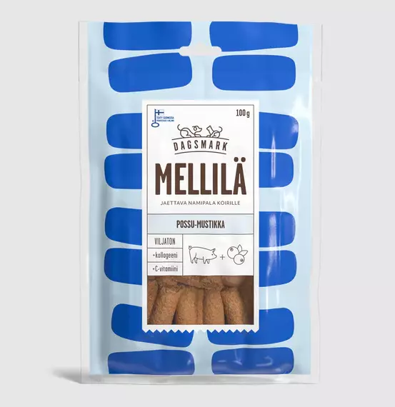 MELLILÄ possu mustikkanami 100g Dagsmark - Koiran herkut ja makupalat - 050250 - 1