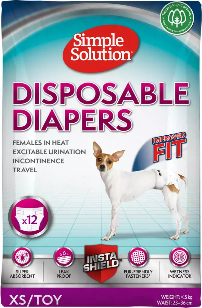 Narttuvaippa kertakäyttöinen Disposable Diapers 12kpl Simple Solution - Juoksuaika- ja pissasuojat - 057530 - 1