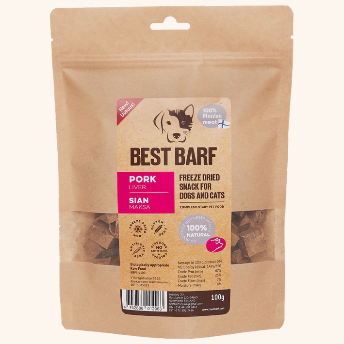 Sian maksa pakastekuivattu 100g Best Barf - Koiran herkut ja makupalat - 044010 - 1