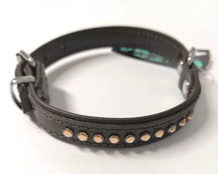 Solkipanta strassein 14mm ruskea/strassimix "Kalliskivi" ONEGA - Koiran solkipannat - 049910 - 1