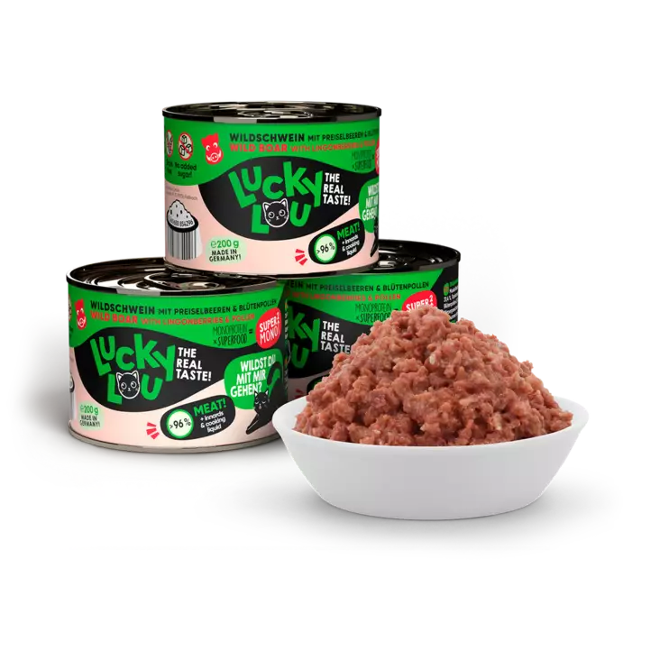 SuperMono Food Villisika 200g Lucky Lou - Aikuisten kissojen säilykkeet - 051110 - 1