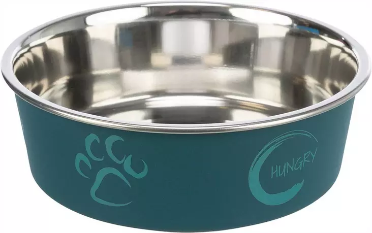 Teräskuppi muovipäällystyksellä tassu/luu 0,4L/14cm eri värejä Trixie - Koiran metallikupit ja telineet - 023090 - 2