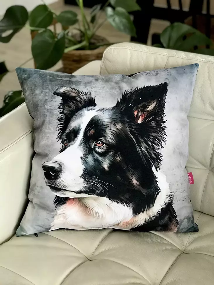Tyyny musta-valkoinen bordercollie 45x45cm KABOO - Koti ja sisustus - 038020 - 1