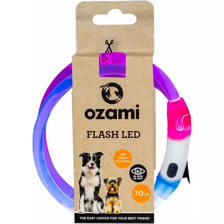 Valopanta Flash 70cm monivärinen LED/USB Ozami - Koiran heijastimet ja turvavalot - 053890 - 1