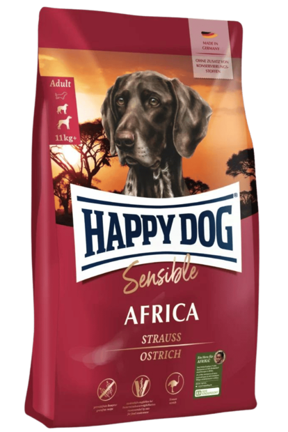 Africa Strutsi Happy Dog Sensible - Koiran kuivaruoat aikuisille koirille - 017721 - 2