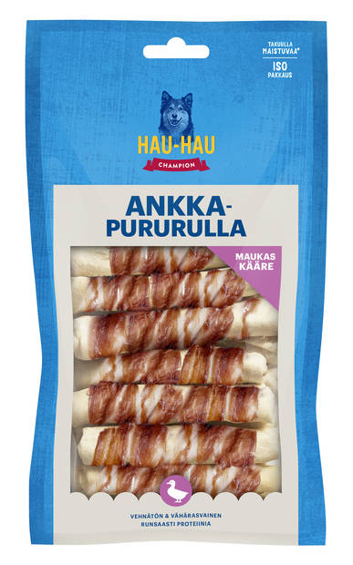 Ankkapururulla 13x2,5cm 15kpl 550g Hau Hau Champion - Koirien puruluut - 029831 - 1