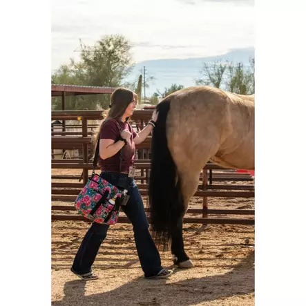 Harjakassi "Turqoise Floral" 35x32x17cm Grooming Tote Schulz Equine - Hevosen hoitovälineiden säilytys - 056381 - 2