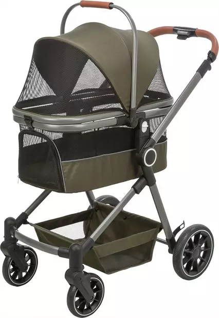 Lemmikkikärryt Buggy irrotettavalla korilla 56 × 101 x 100cm max 22kg oliivinvihreät Trixie - Koiran kärryt ja trolleyt - 057941 - 1