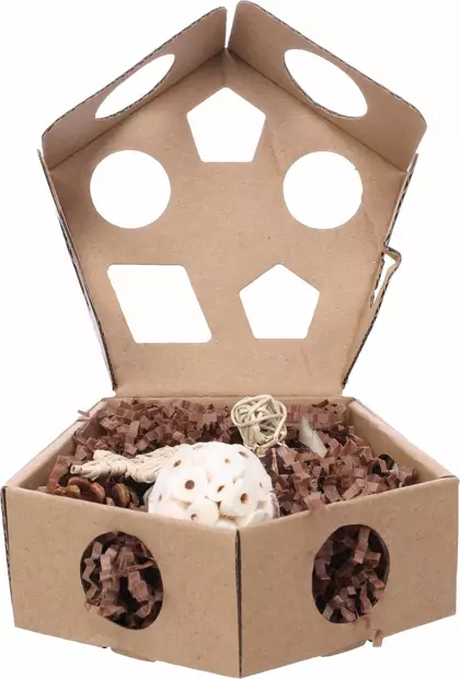 Täytetty puuhaboxi Thumper Playbox pahvia 15x5x15,5cm Flamingo - Pieneläinten lelut ja puuhasteltavat - 055581 - 1