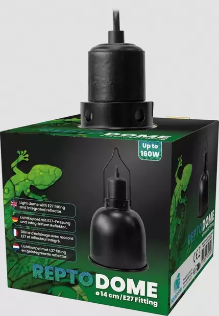 Heijastava valaisin 14cm E27 musta Repto Dome - Terraarion tarvikkeet ja kuivikkeet - 057961 - 1
