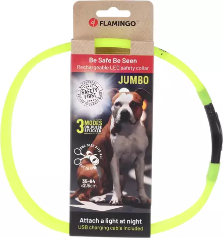 Valopanta USB ladattava leveä Ilona Visio LED 34-64cm x 7mm Flamingo - Koiran heijastimet ja turvavalot - 059771 - 2