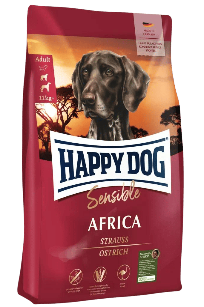 Africa Strutsi Happy Dog Sensible - Koiran kuivaruoat aikuisille koirille - 017721 - 2