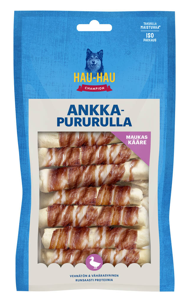 Ankkapururulla 13x2,5cm 15kpl 550g Hau Hau Champion - Koirien puruluut - 029831 - 1